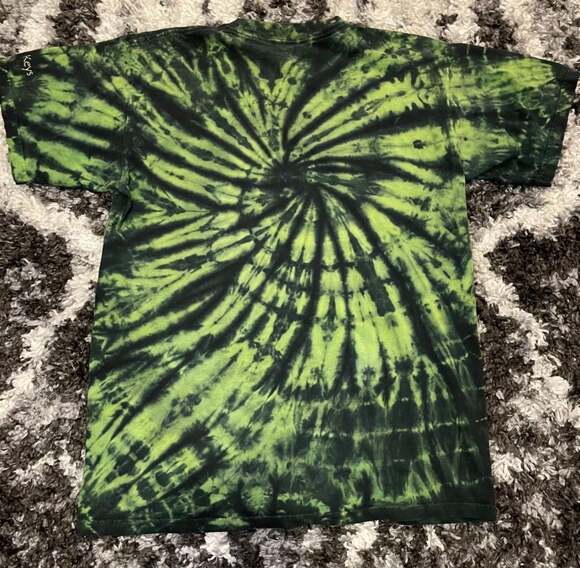 Vintage 90s Habitat Green Tie Dye Lizard Iguana Graphic T-Shirt Florida Keys - Picture 4 of 6